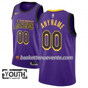 Maillot Basket Los Angeles Lakers Personnalisé 2018-19 Nike City Edition Pourpre Swingman - Enfant
